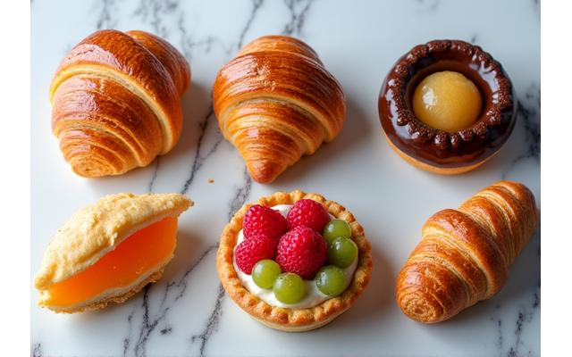 Assortiment de pâtisseries et viennoiseries françaises