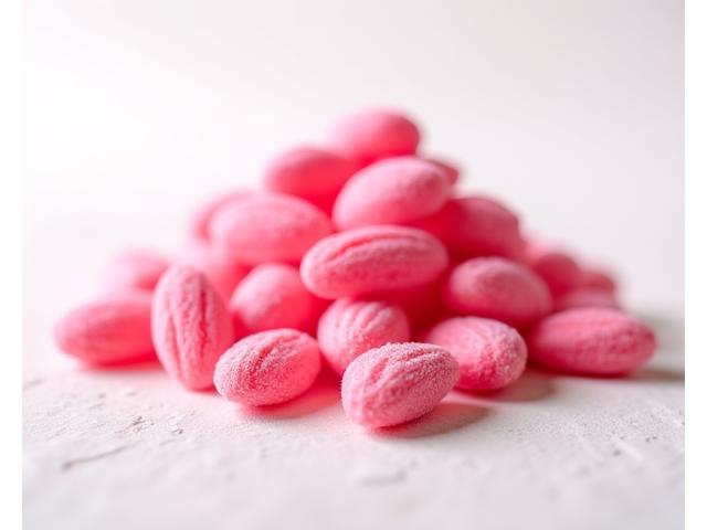 Photo de pralines roses lyonnaises avec éclats de sucre
